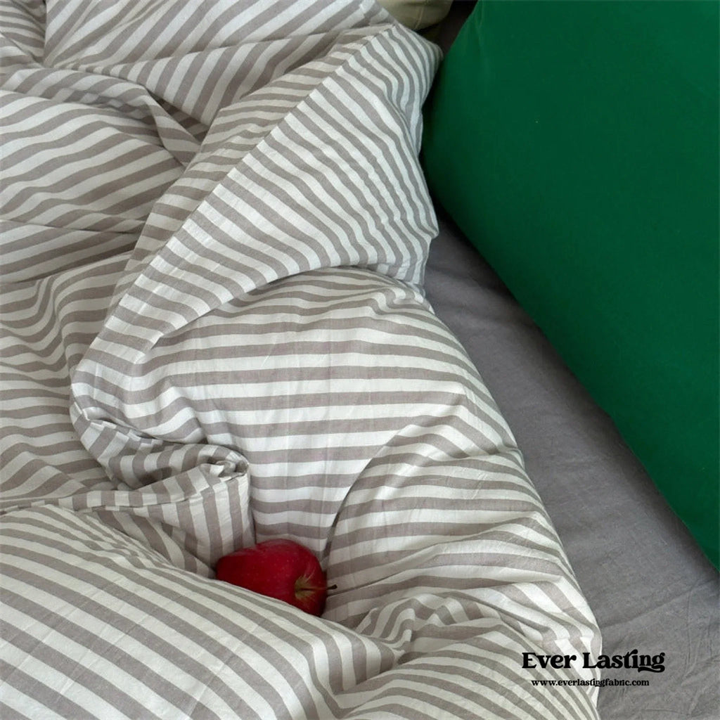 French Stripes Minimal Bedding Set / Green Yellow Ever Lasting