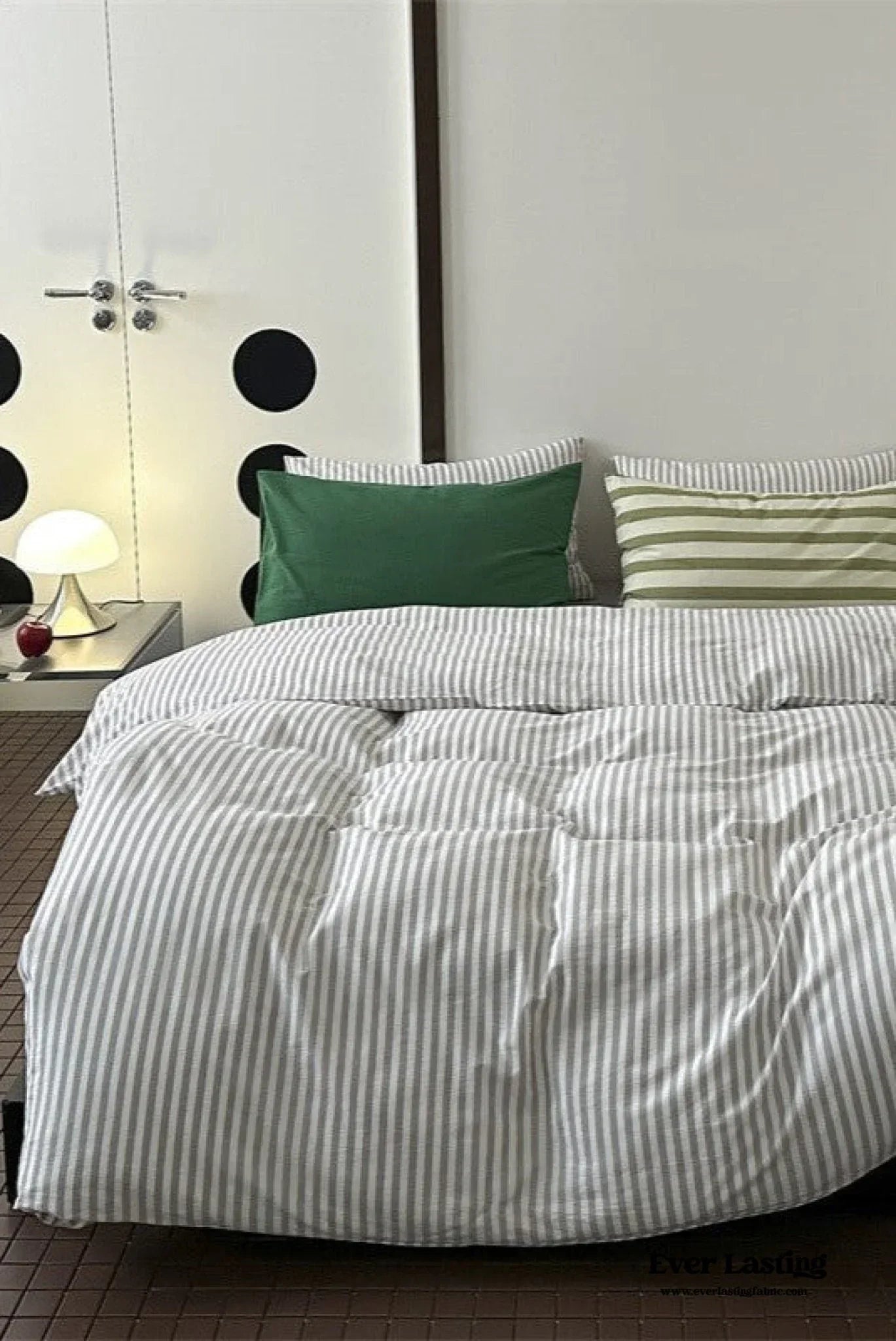 French Stripes Minimal Bedding Set / Green Yellow Ever Lasting
