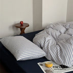 French Stripes Minimal Bedding Set / Green Yellow Ever Lasting