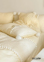 French Sweet Lace Plush Ball Bedding Set / Pink Ever Lasting