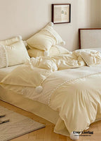 French Sweet Lace Plush Ball Bedding Set / Pink Ever Lasting