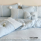 French Sweet Lace Plush Ball Bedding Set / Pink Ever Lasting