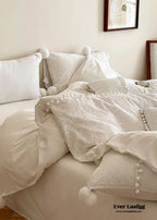 French Sweet Lace Plush Ball Bedding Set / Pink Ever Lasting