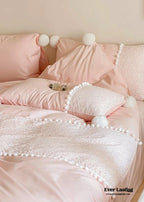 French Sweet Lace Plush Ball Bedding Set / Pink Ever Lasting