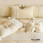 French Sweet Lace Plush Ball Bedding Set / Pink Ever Lasting