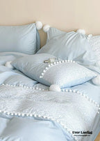 French Sweet Lace Plush Ball Bedding Set / Pink Ever Lasting
