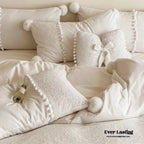 French Sweet Lace Plush Ball Bedding Set / Pink Ever Lasting