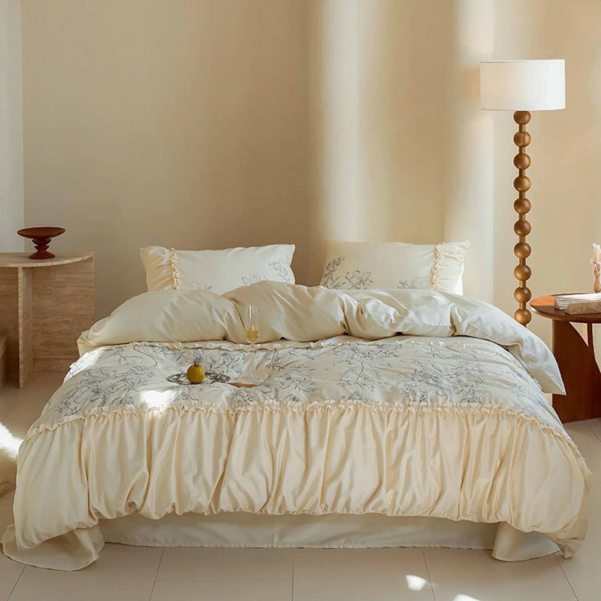 French Vintage Long-Staple Cotton Ruffle Bedding Set Ever Lasting