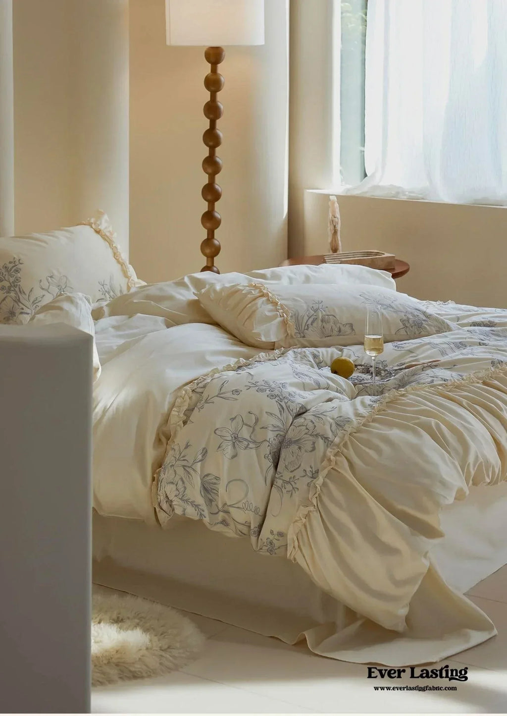 French Vintage Long-Staple Cotton Ruffle Bedding Set Ever Lasting