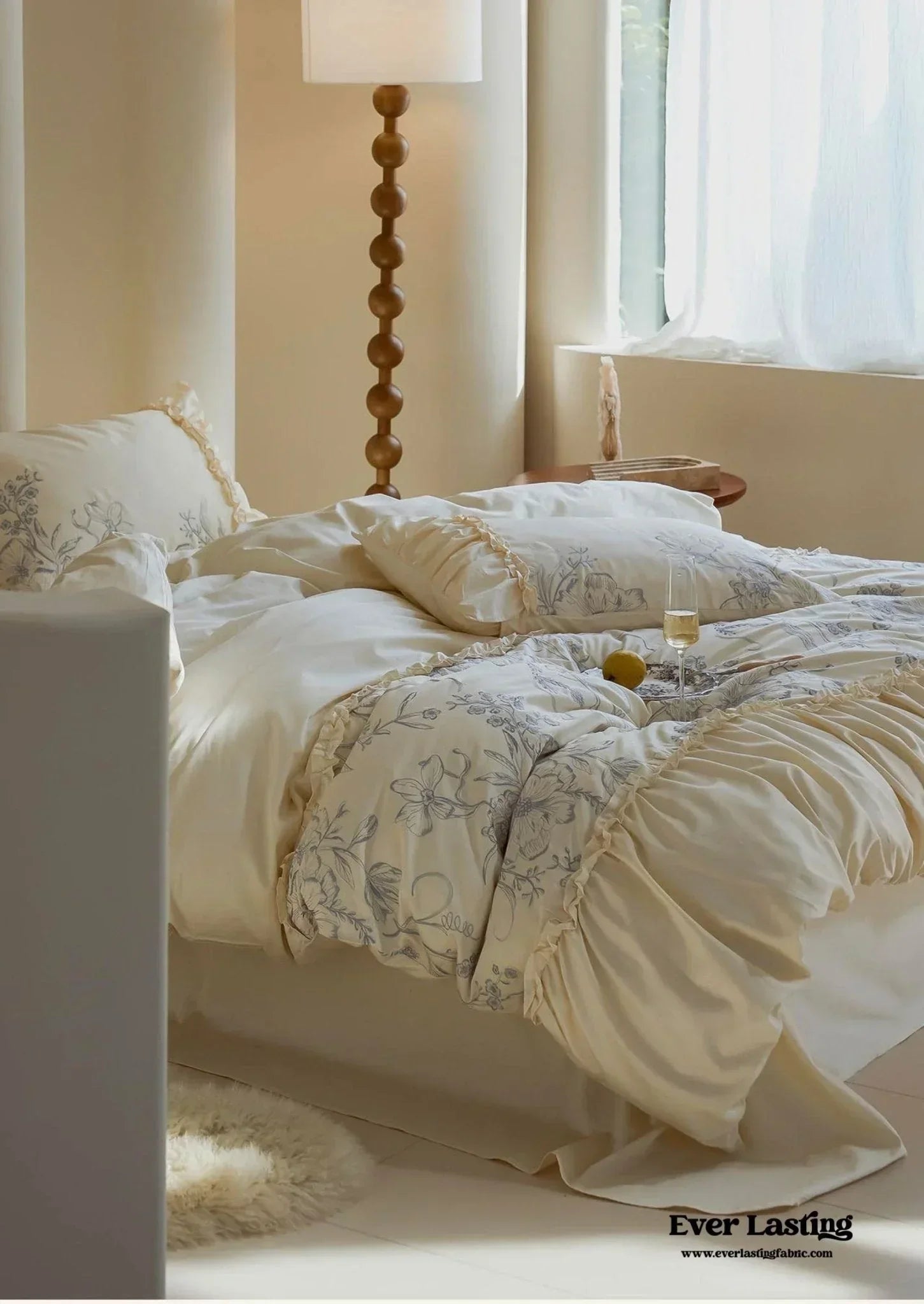 French Vintage Long-Staple Cotton Ruffle Bedding Set Ever Lasting