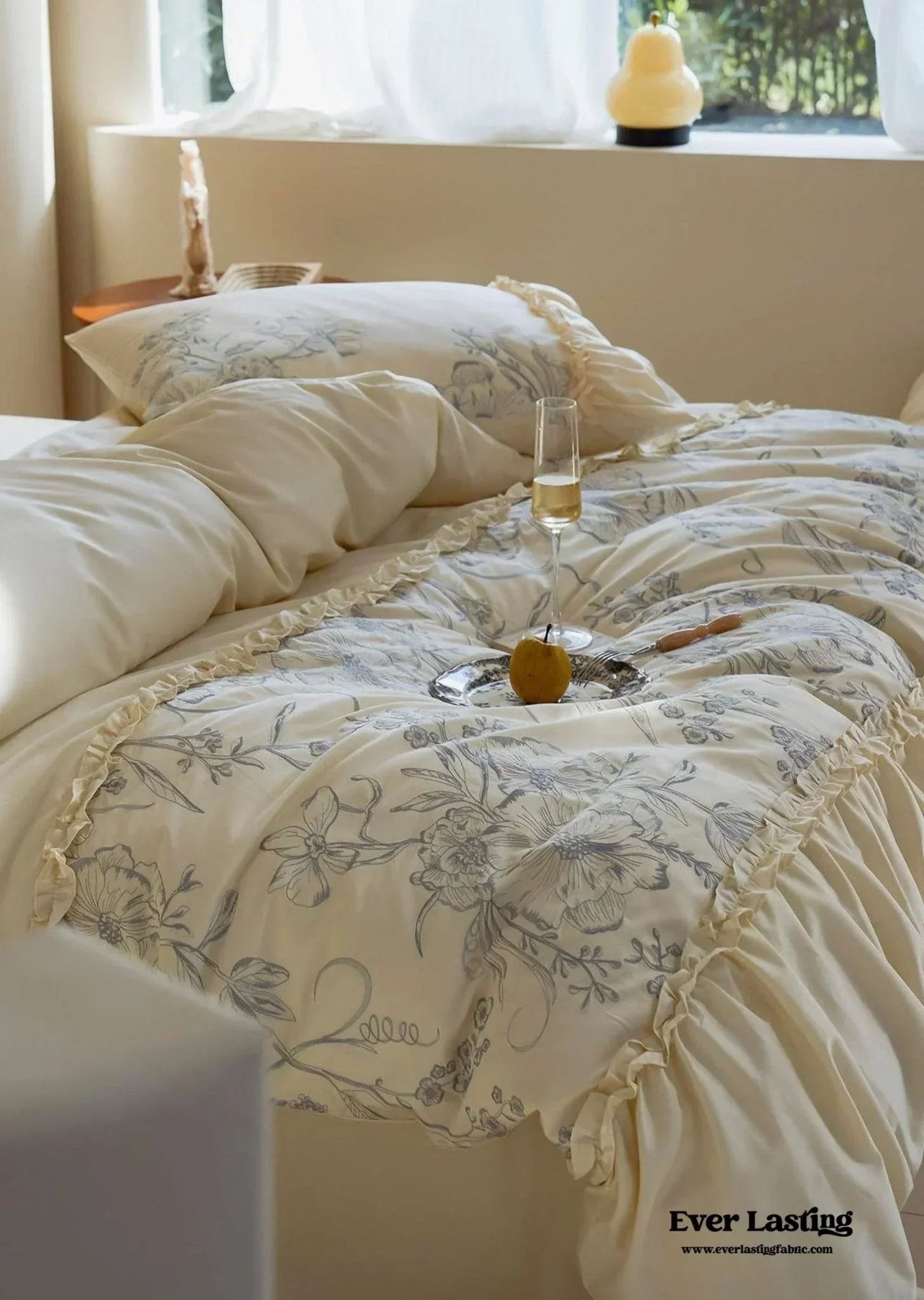 French Vintage Long-Staple Cotton Ruffle Bedding Set Ever Lasting