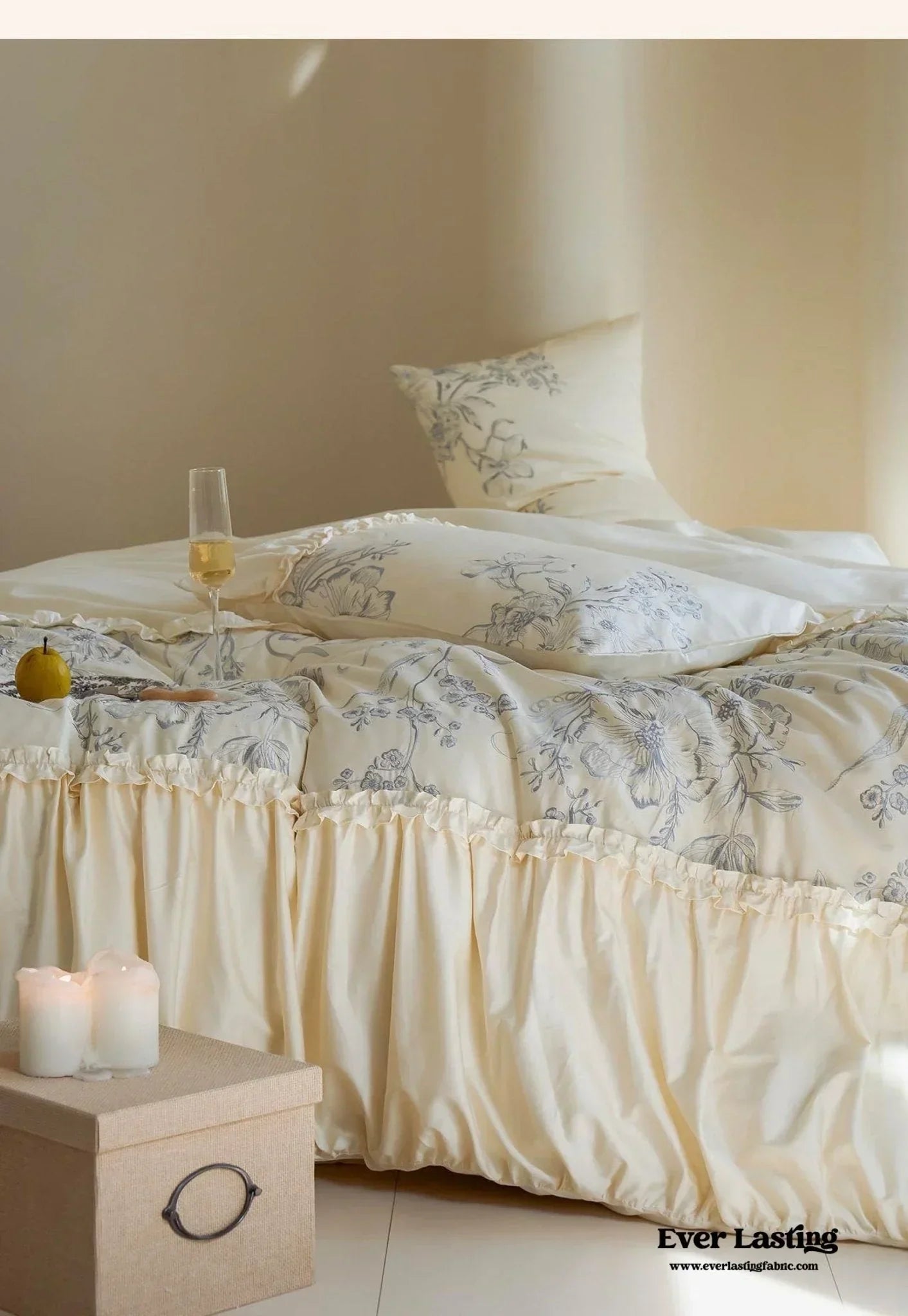 French Vintage Long-Staple Cotton Ruffle Bedding Set Ever Lasting