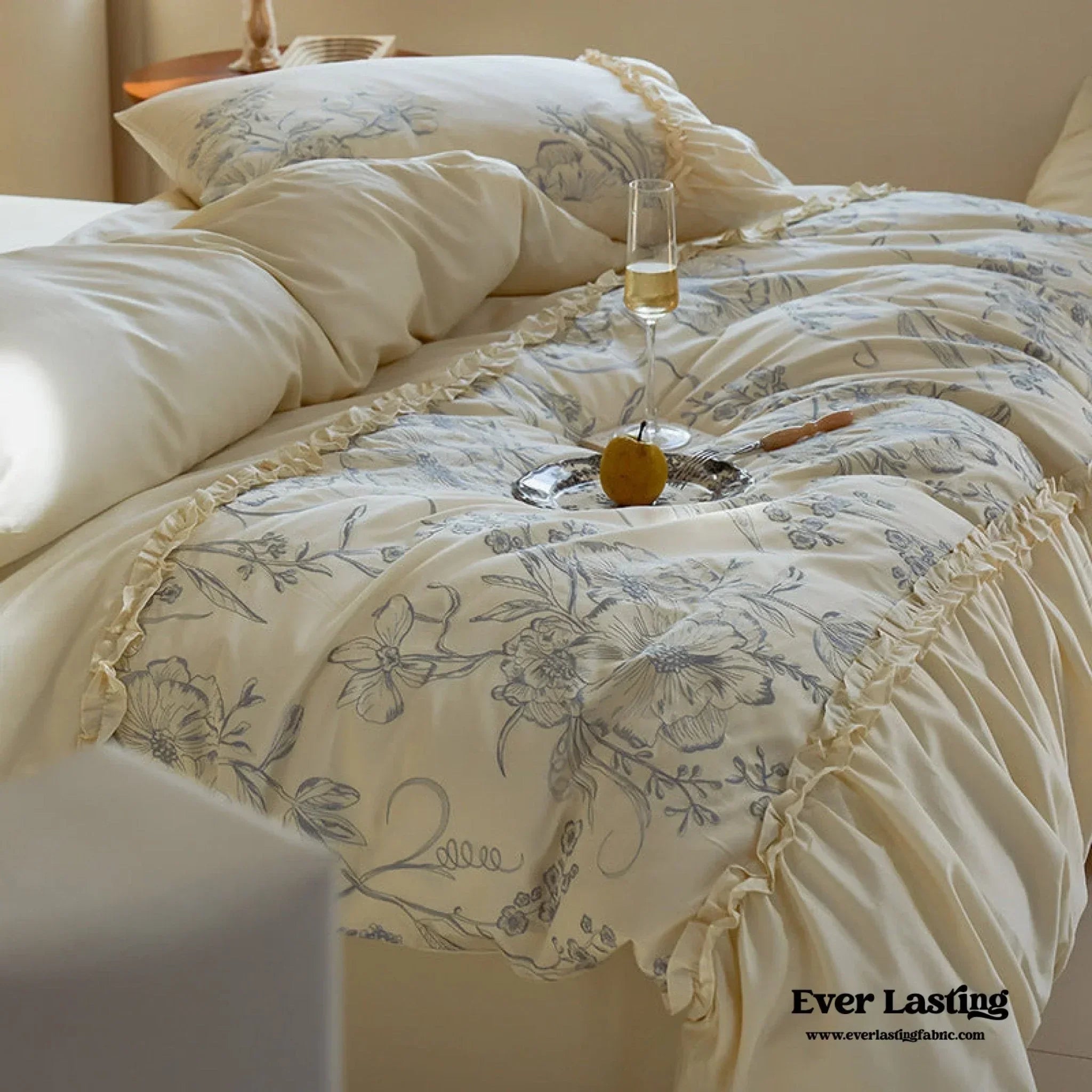 French Vintage Long-Staple Cotton Ruffle Bedding Set Ever Lasting