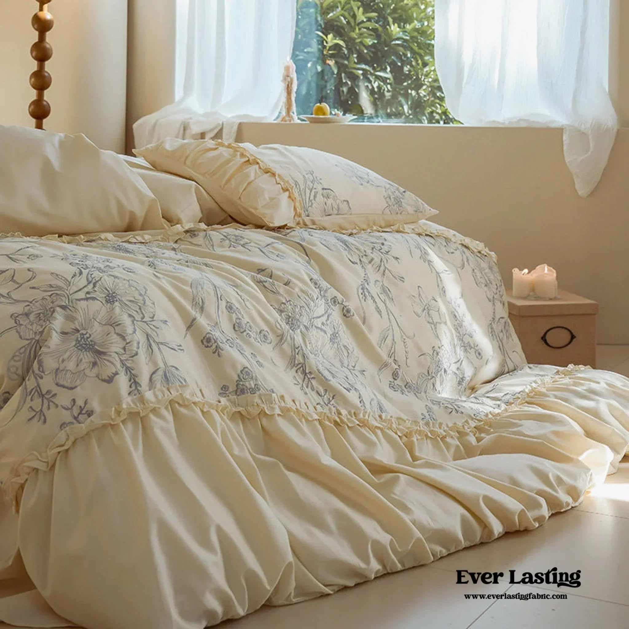 French Vintage Long-Staple Cotton Ruffle Bedding Set Ever Lasting