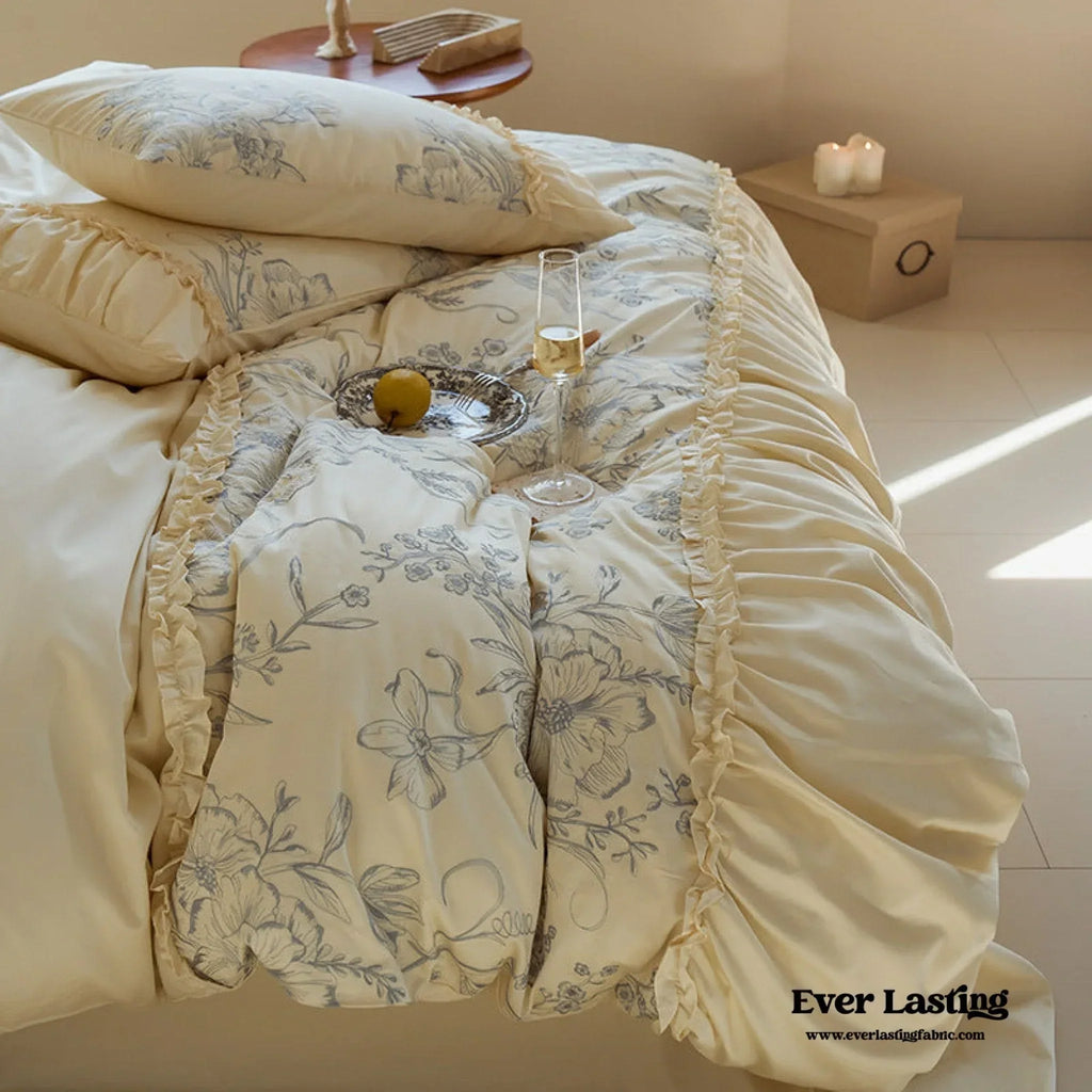 French Vintage Long-Staple Cotton Ruffle Bedding Set Ever Lasting