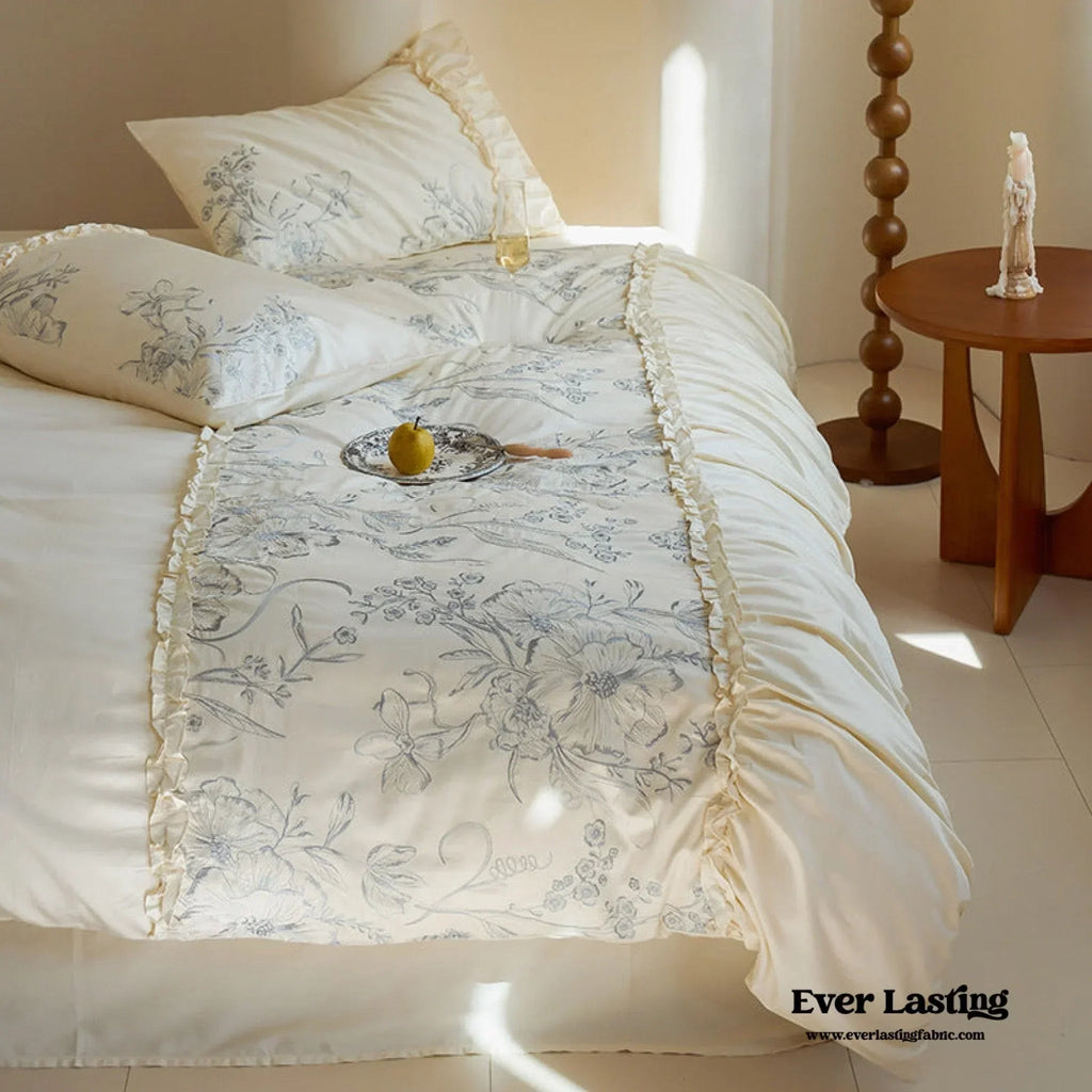 French Vintage Long-Staple Cotton Ruffle Bedding Set Ever Lasting
