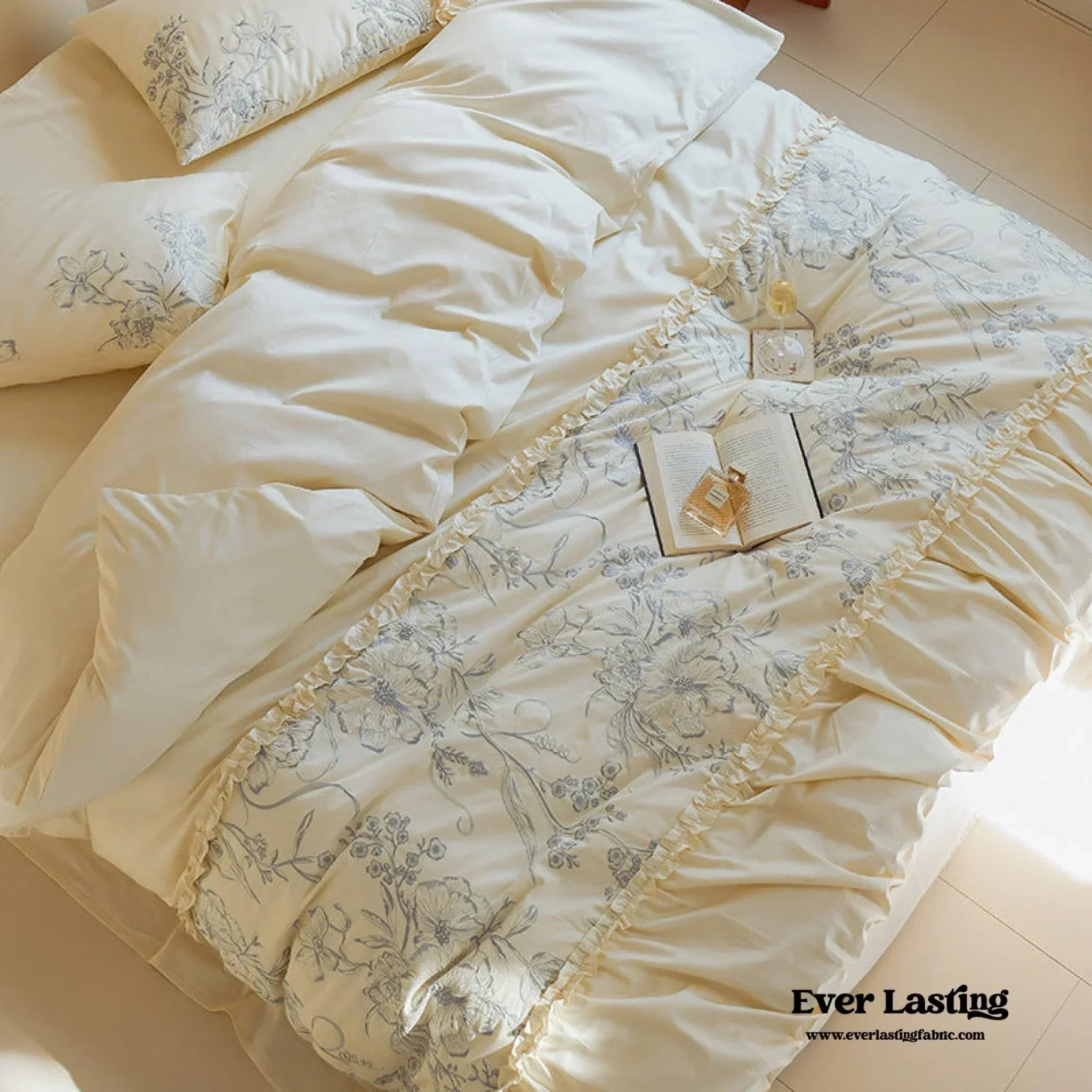 French Vintage Long-Staple Cotton Ruffle Bedding Set Ever Lasting