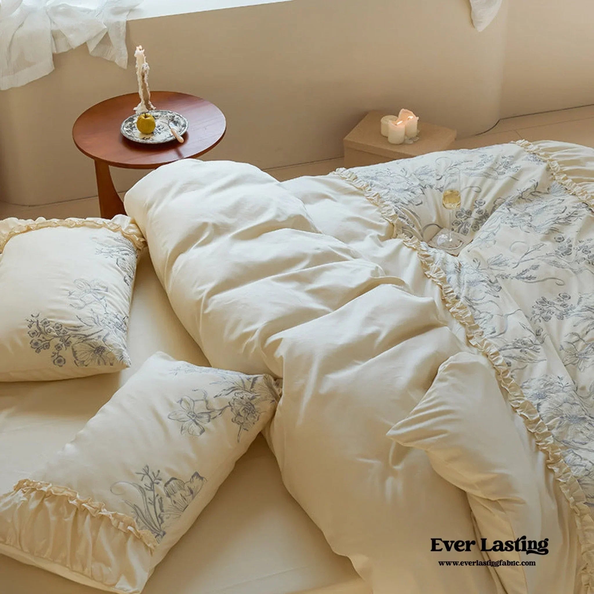 French Vintage Long-Staple Cotton Ruffle Bedding Set Ever Lasting