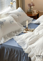 French White Lace Ruffle Bedding Set Ever Lasting
