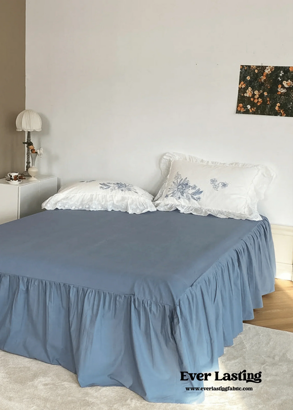 French White Lace Ruffle Bedding Set Ever Lasting
