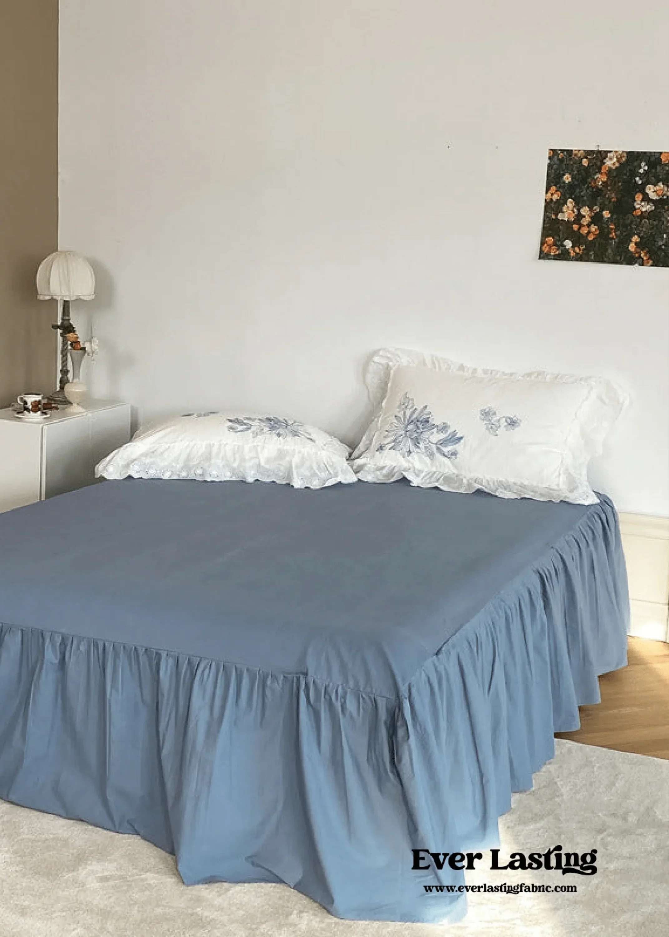 French White Lace Ruffle Bedding Set Ever Lasting
