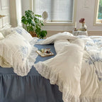 French White Lace Ruffle Bedding Set Ever Lasting