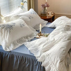 French White Lace Ruffle Bedding Set Ever Lasting