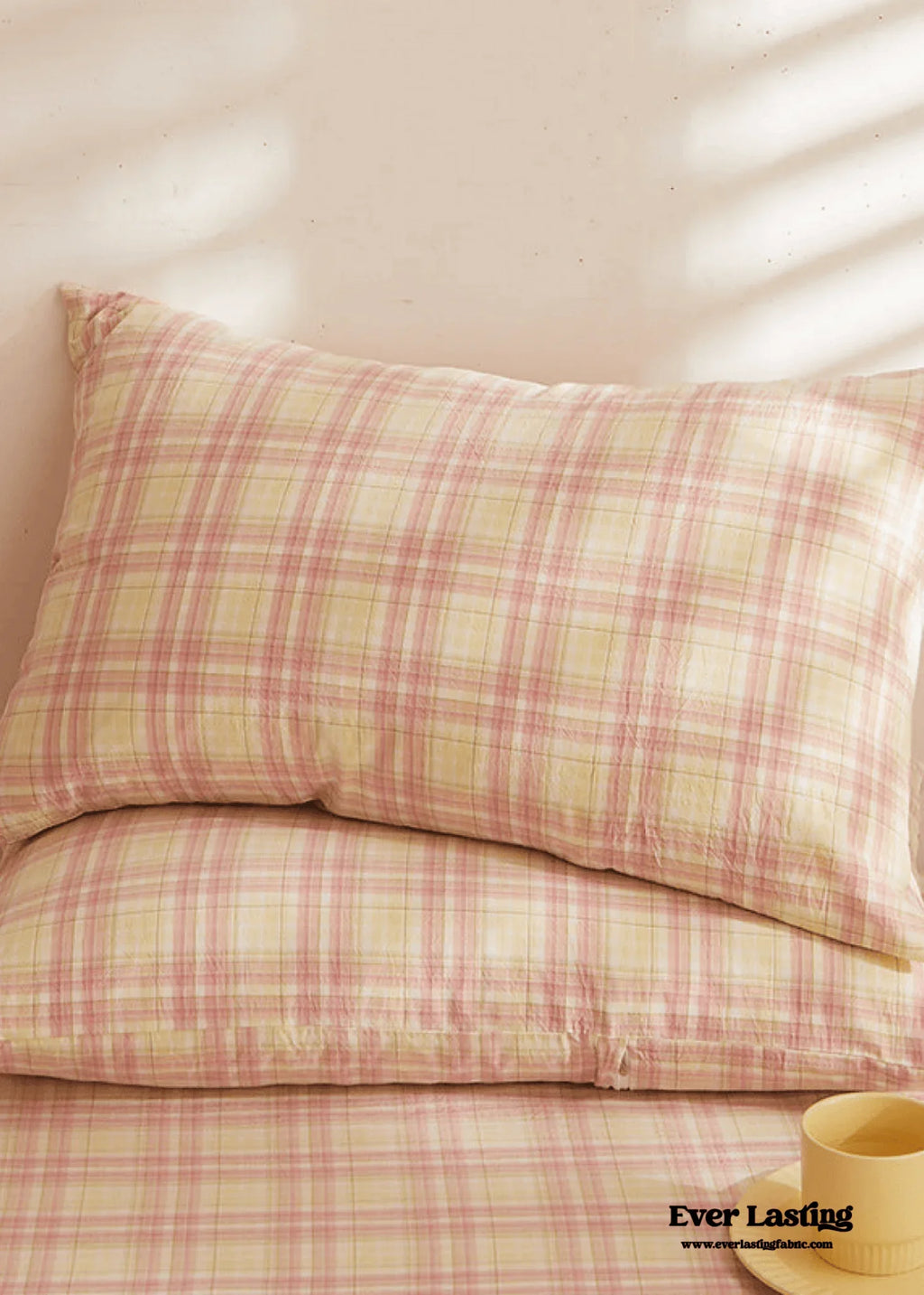 Fresh Plaid Washed Cotton Pillowcases Ever Lasting