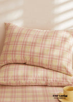 Fresh Plaid Washed Cotton Pillowcases Ever Lasting