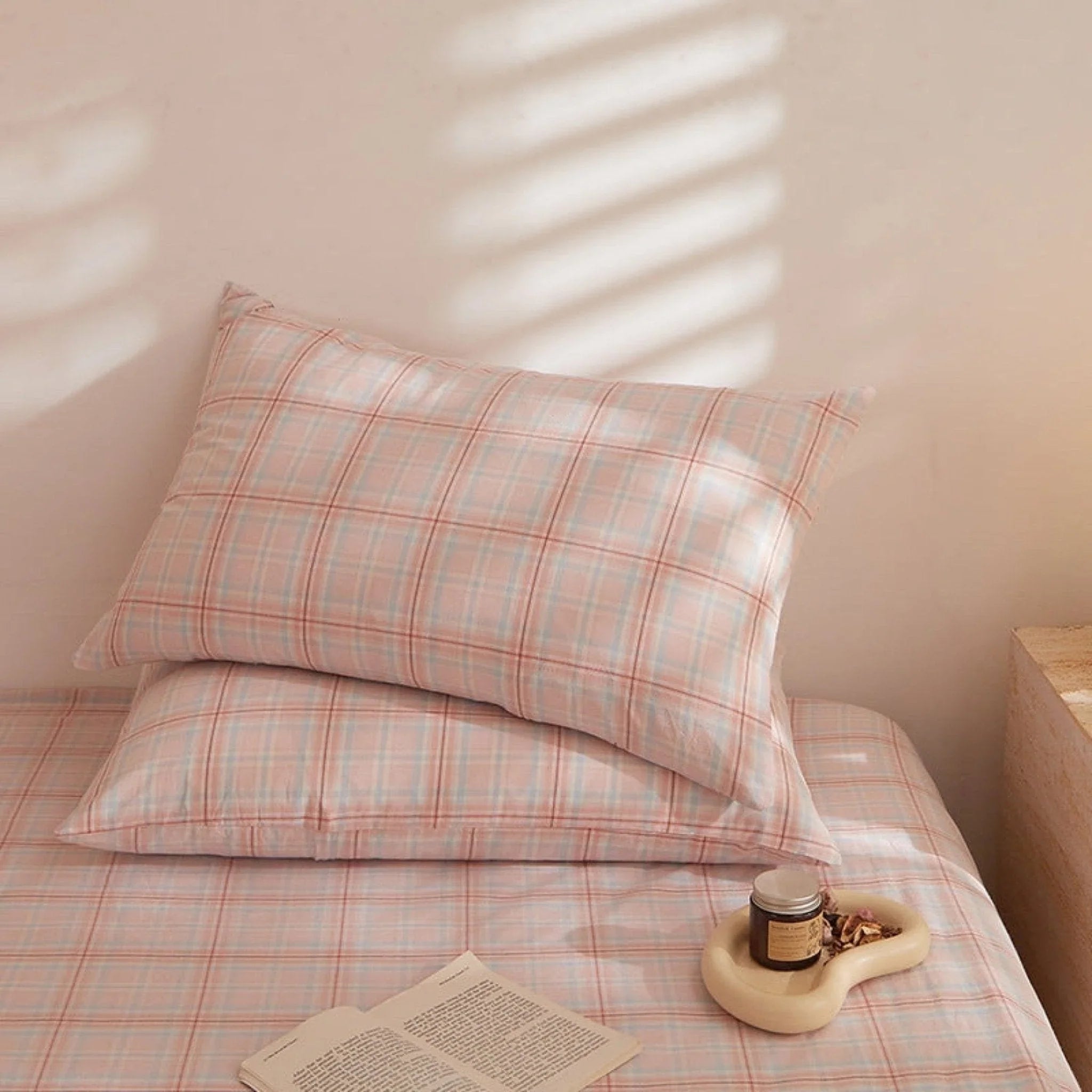 Fresh Plaid Washed Cotton Pillowcases Ever Lasting