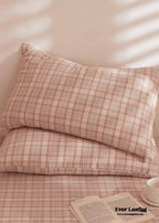 Fresh Plaid Washed Cotton Pillowcases Ever Lasting