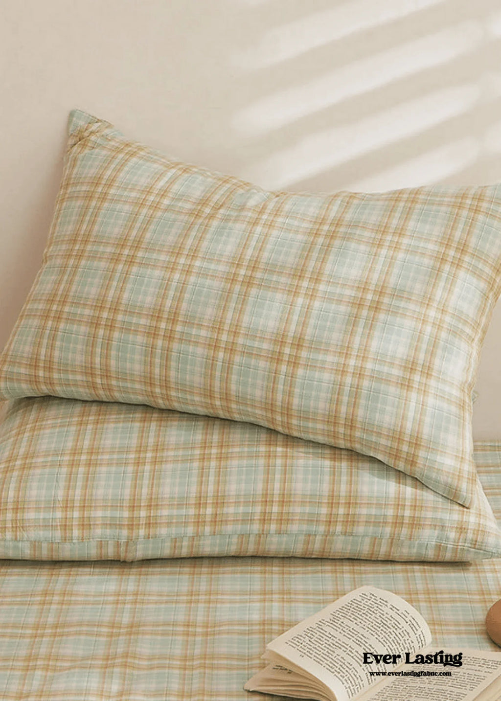 Fresh Plaid Washed Cotton Pillowcases Ever Lasting