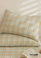 Fresh Plaid Washed Cotton Pillowcases Ever Lasting