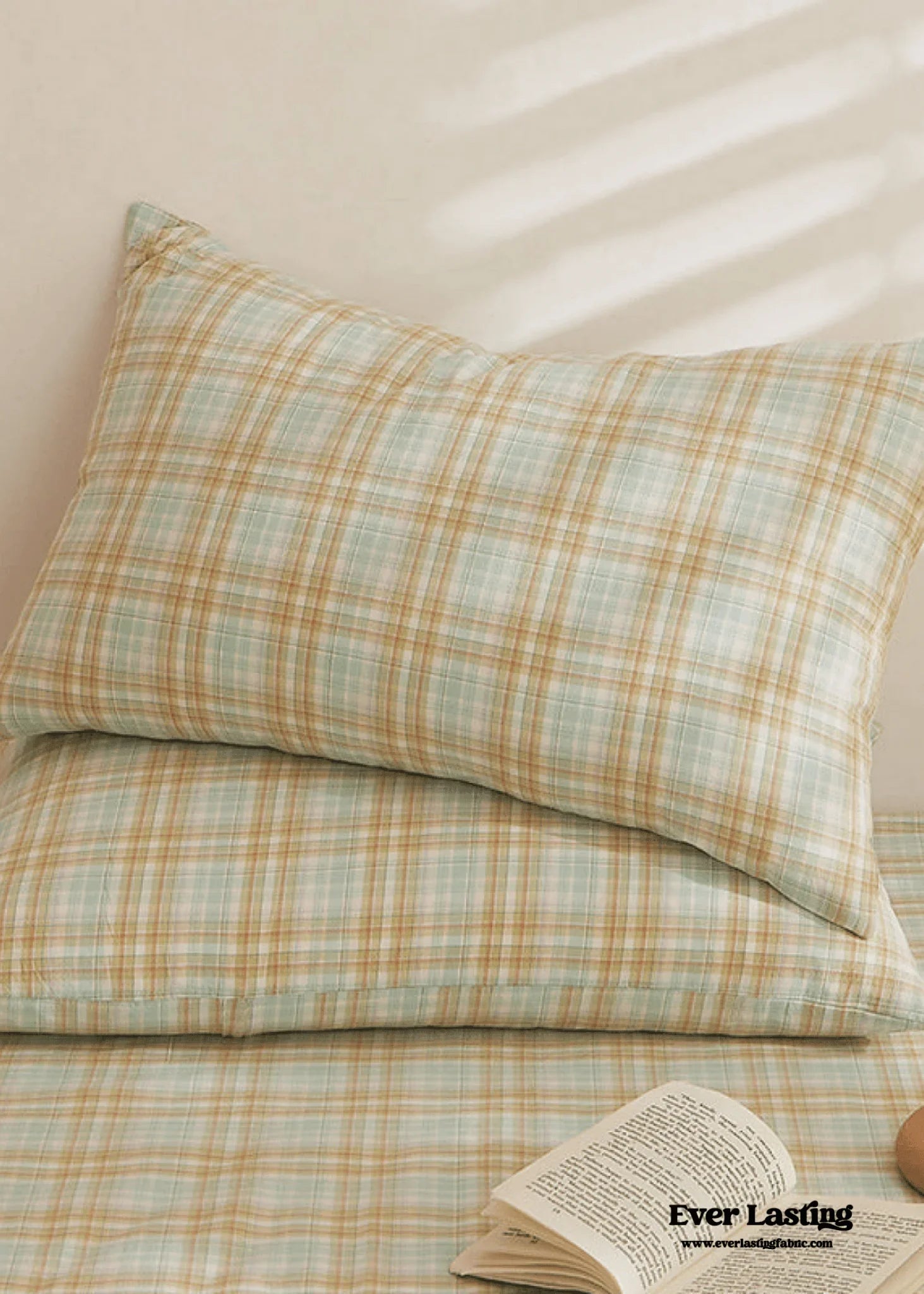 Fresh Plaid Washed Cotton Pillowcases Ever Lasting