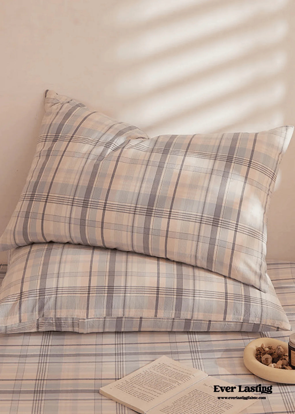 Fresh Plaid Washed Cotton Pillowcases Ever Lasting