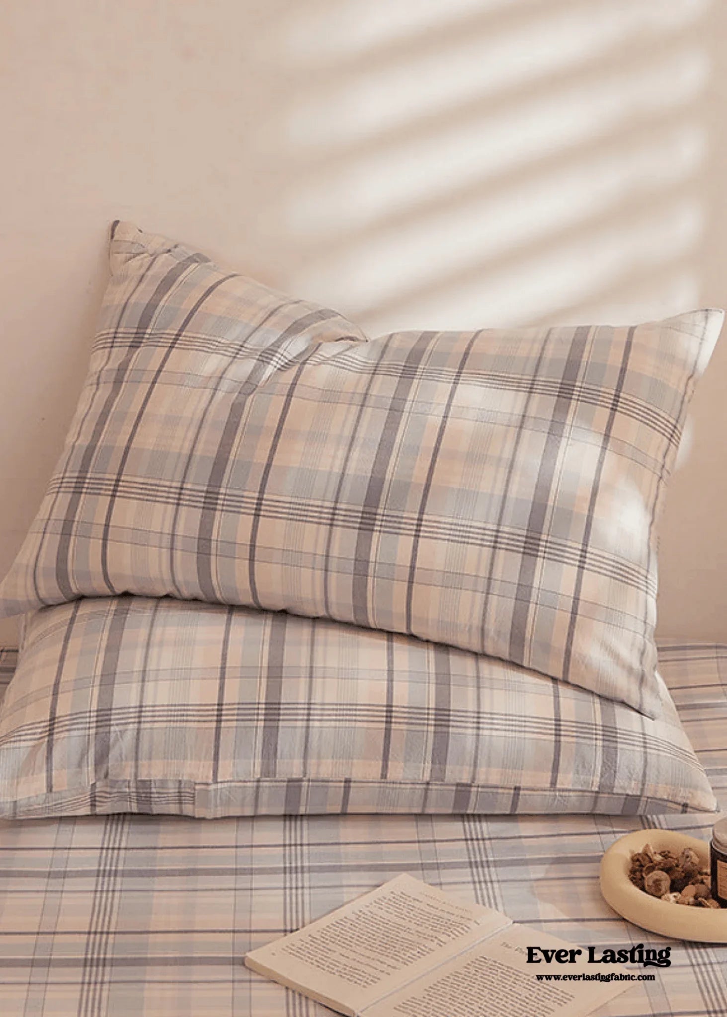Fresh Plaid Washed Cotton Pillowcases Ever Lasting