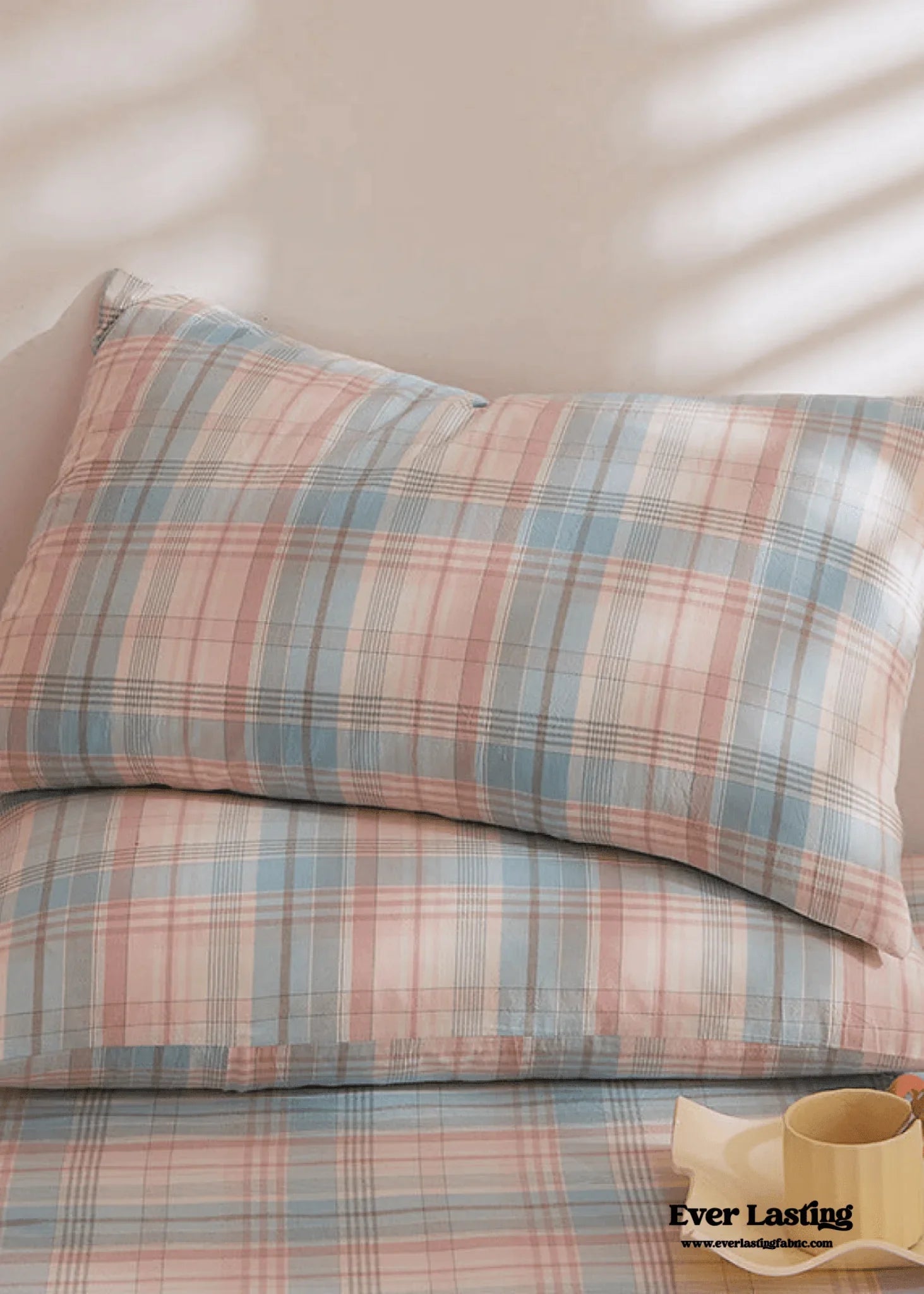 Fresh Plaid Washed Cotton Pillowcases Ever Lasting