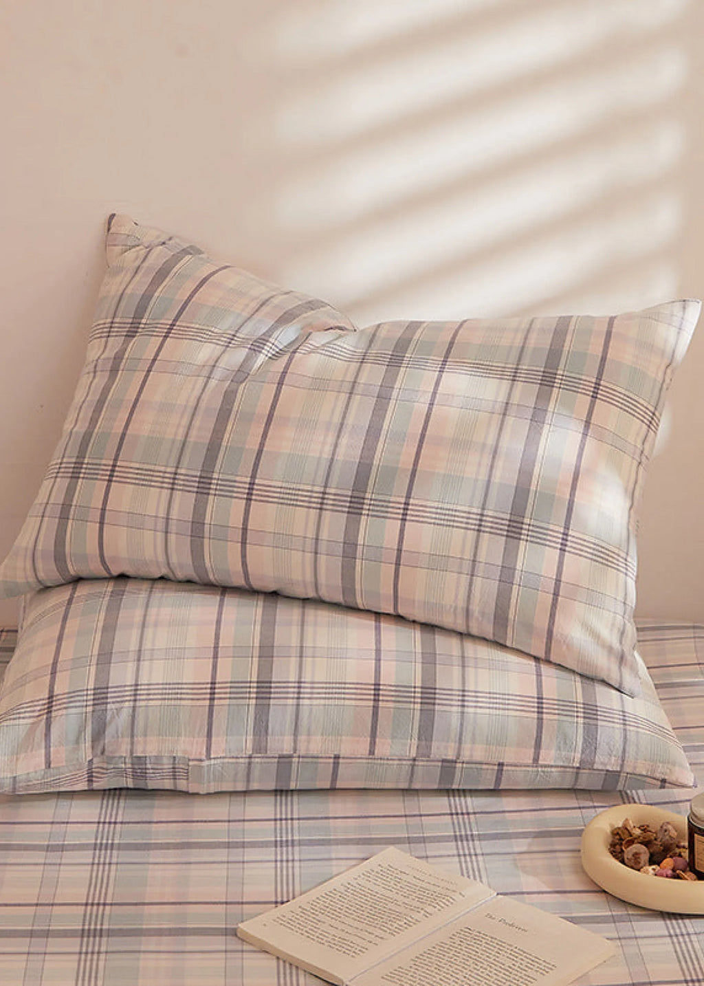 Fresh Plaid Washed Cotton Pillowcases Ever Lasting