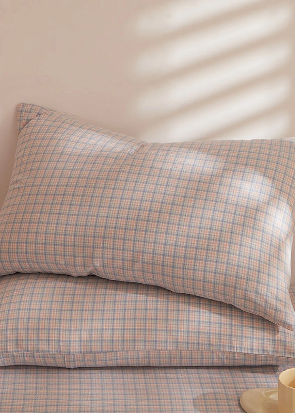 Fresh Plaid Washed Cotton Pillowcases Ever Lasting