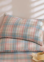 Fresh Plaid Washed Cotton Pillowcases Ever Lasting
