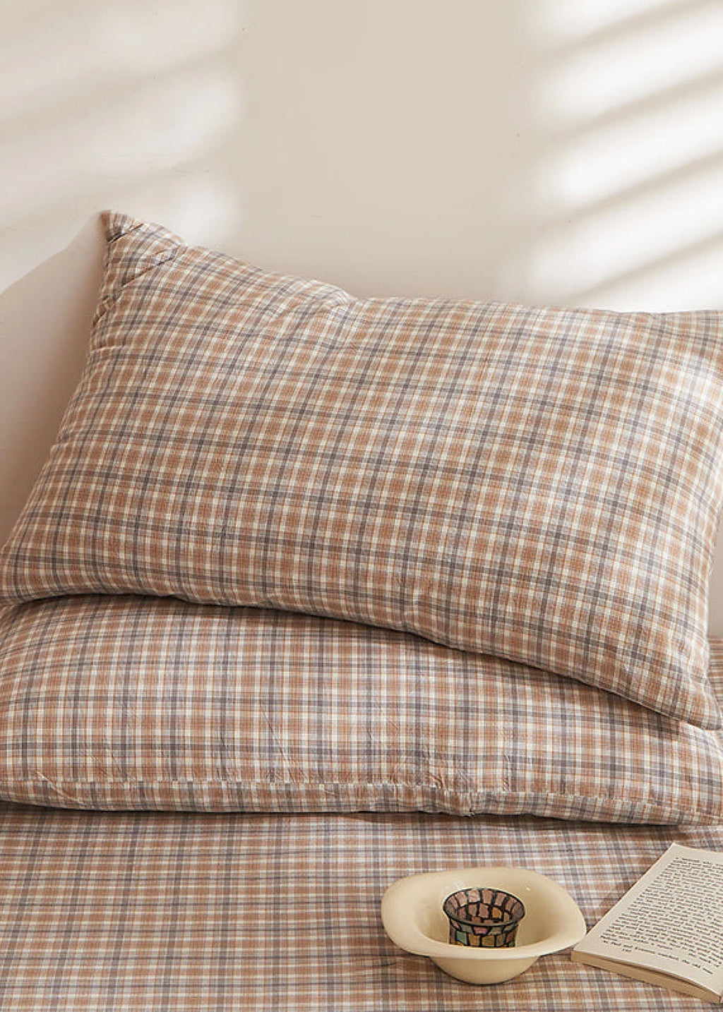Fresh Plaid Washed Cotton Pillowcases Ever Lasting