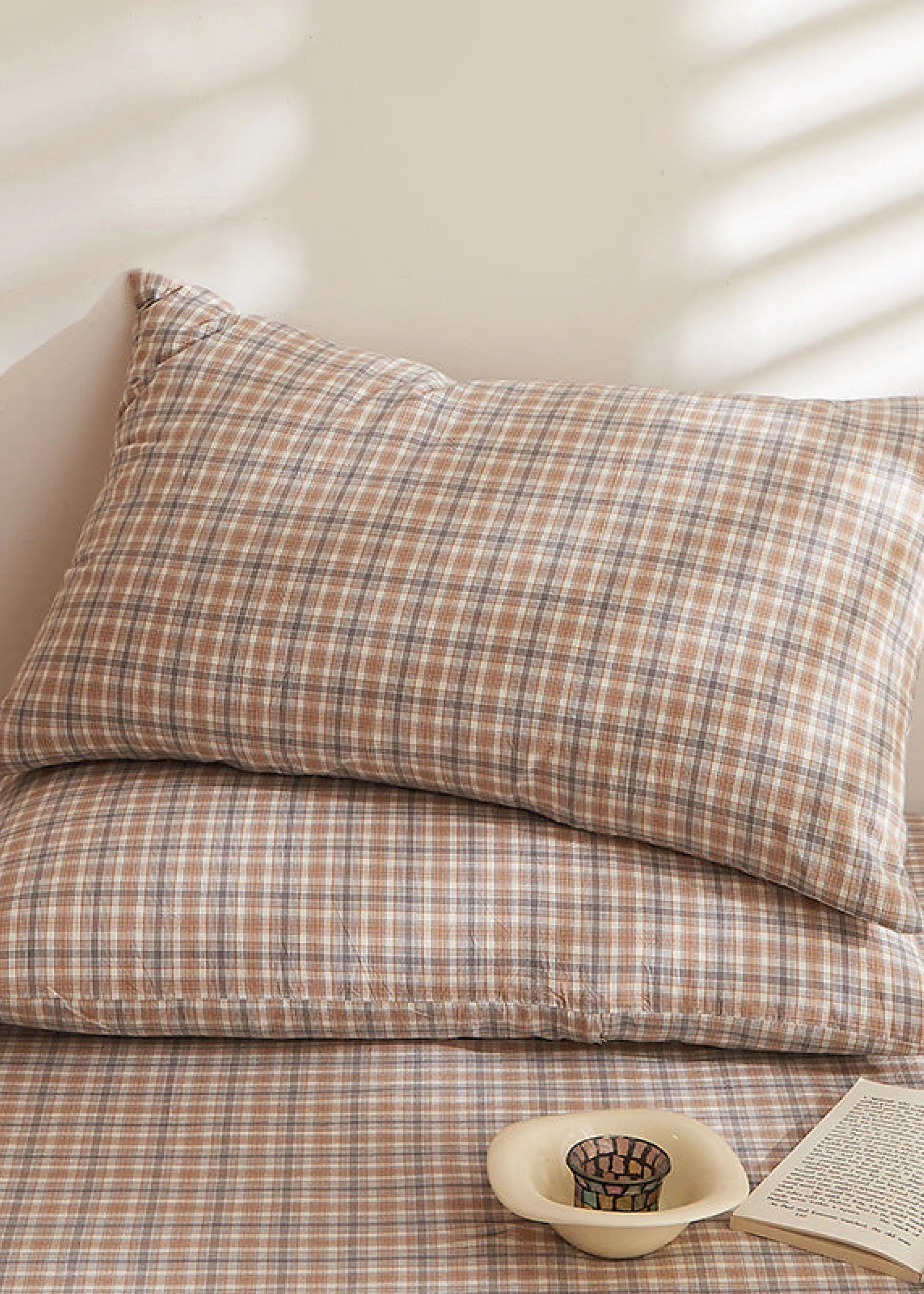 Fresh Plaid Washed Cotton Pillowcases Ever Lasting