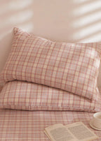Fresh Plaid Washed Cotton Pillowcases Ever Lasting
