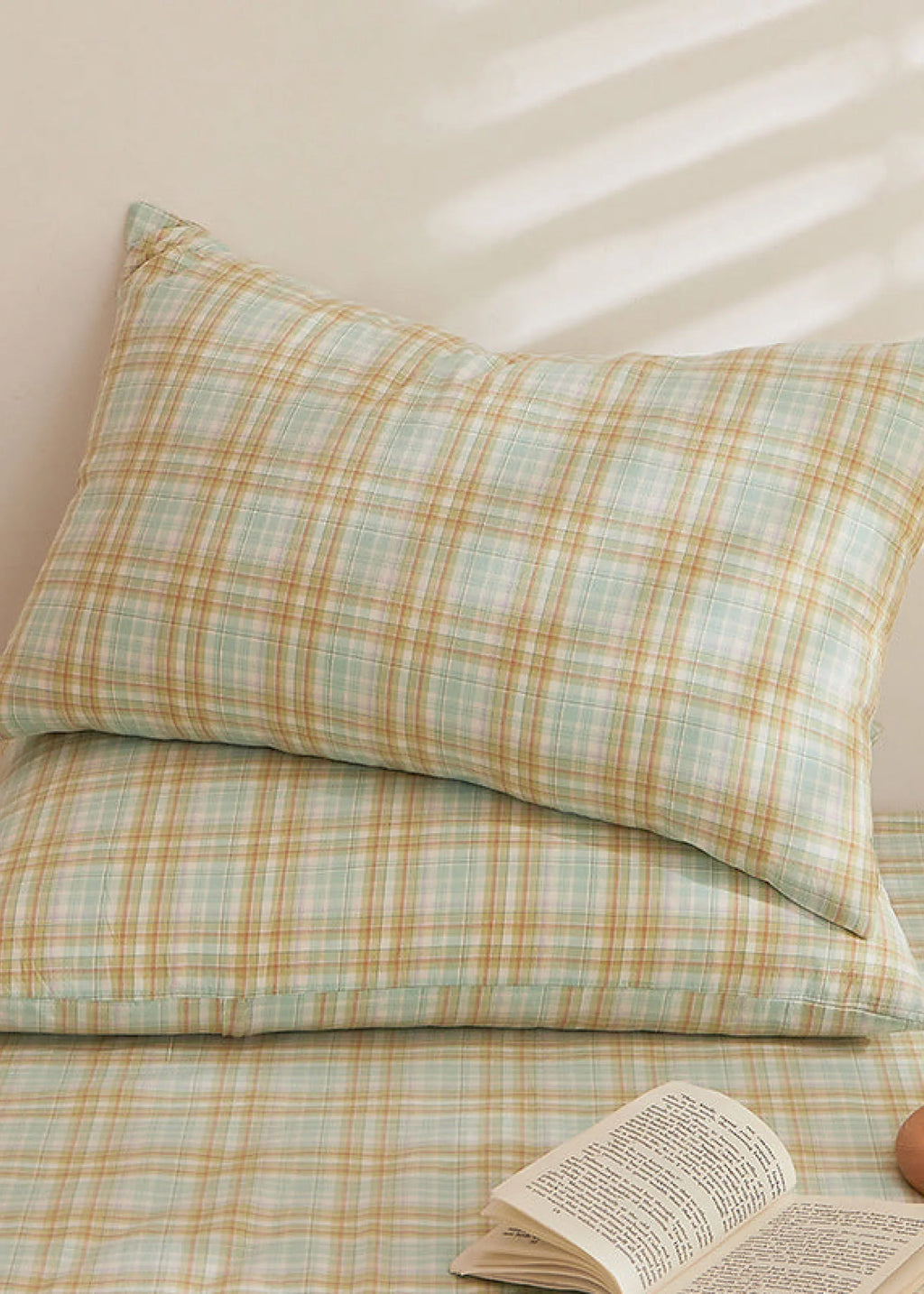 Fresh Plaid Washed Cotton Pillowcases Ever Lasting