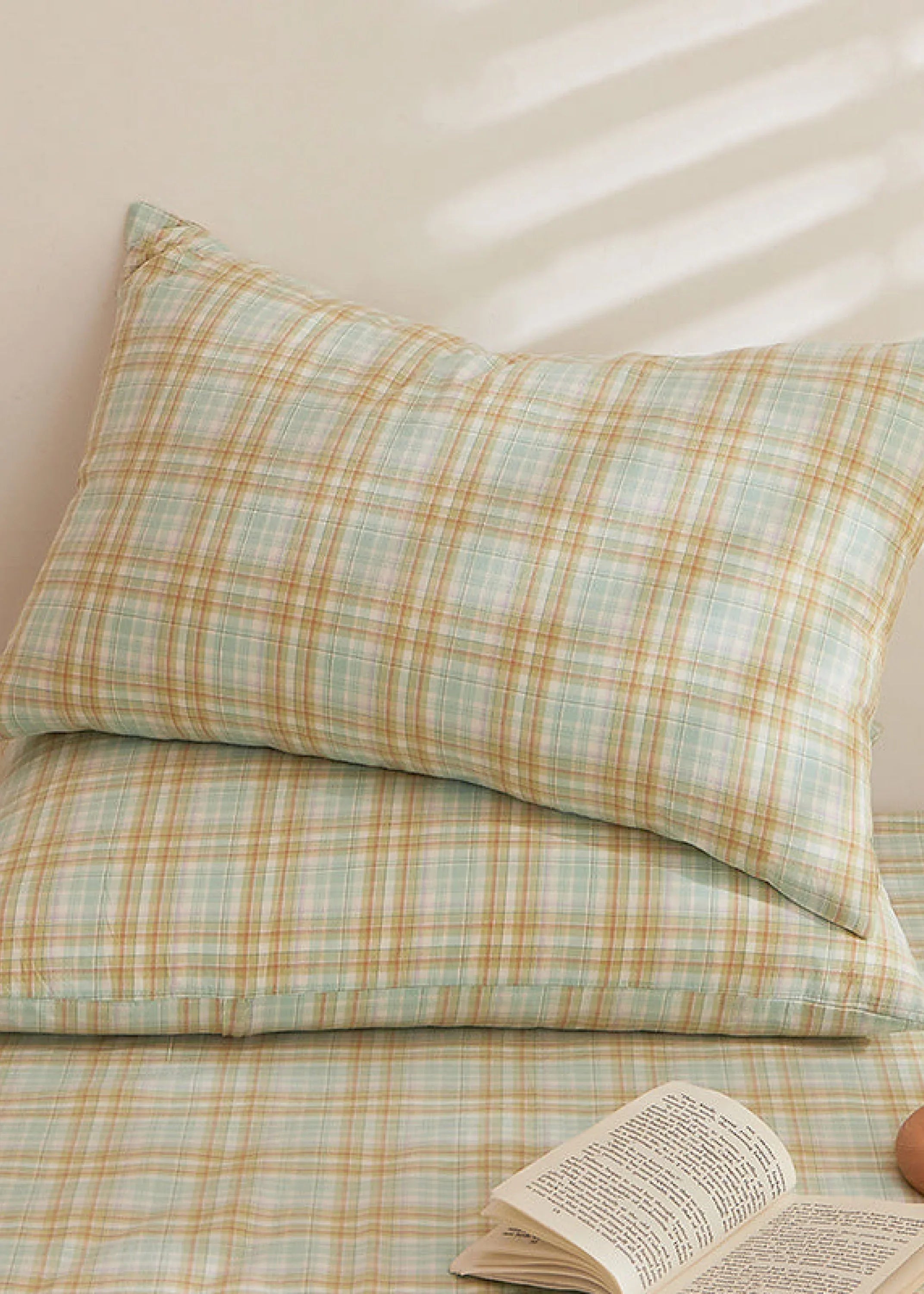 Fresh Plaid Washed Cotton Pillowcases Ever Lasting