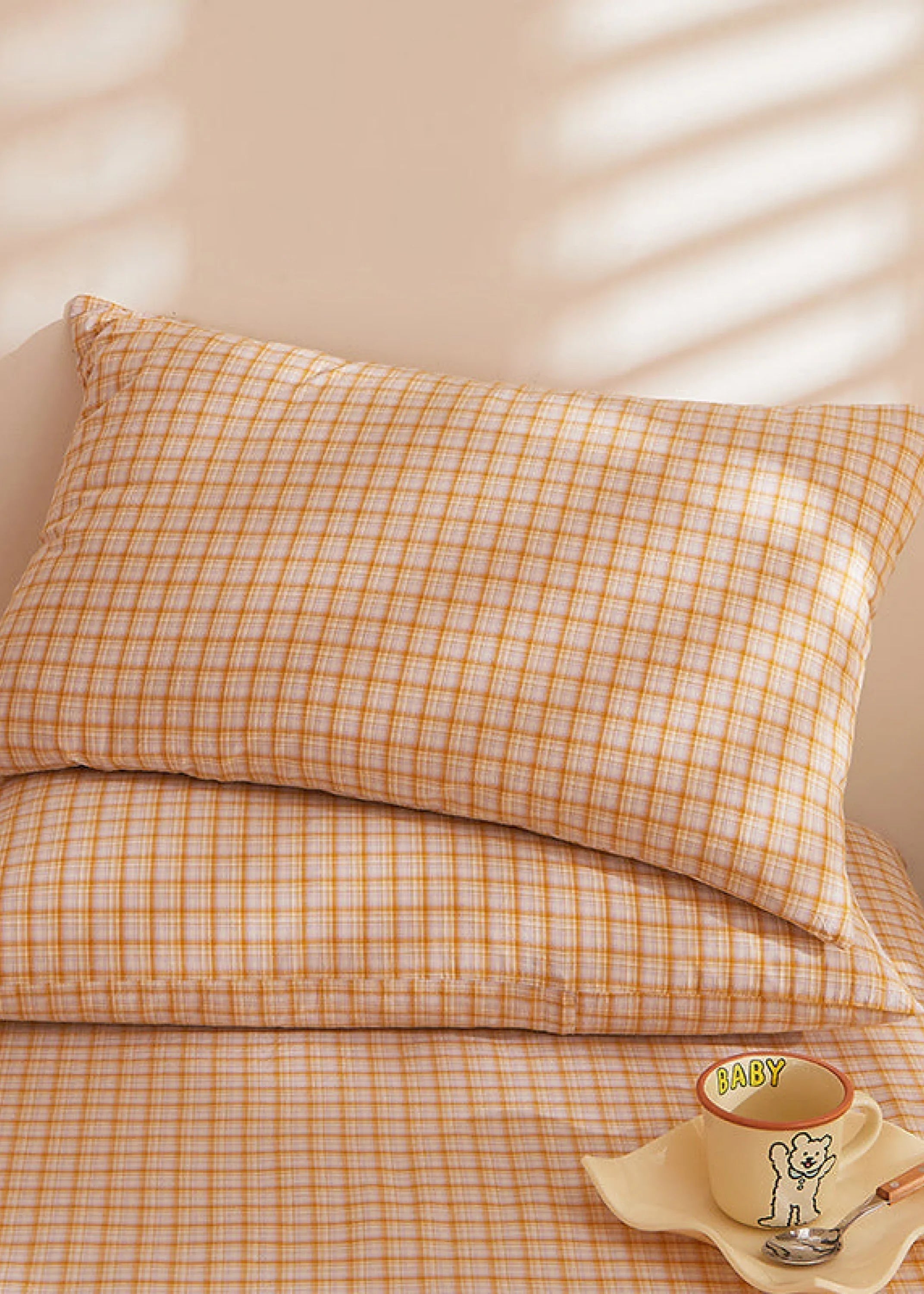 Fresh Plaid Washed Cotton Pillowcases Ever Lasting