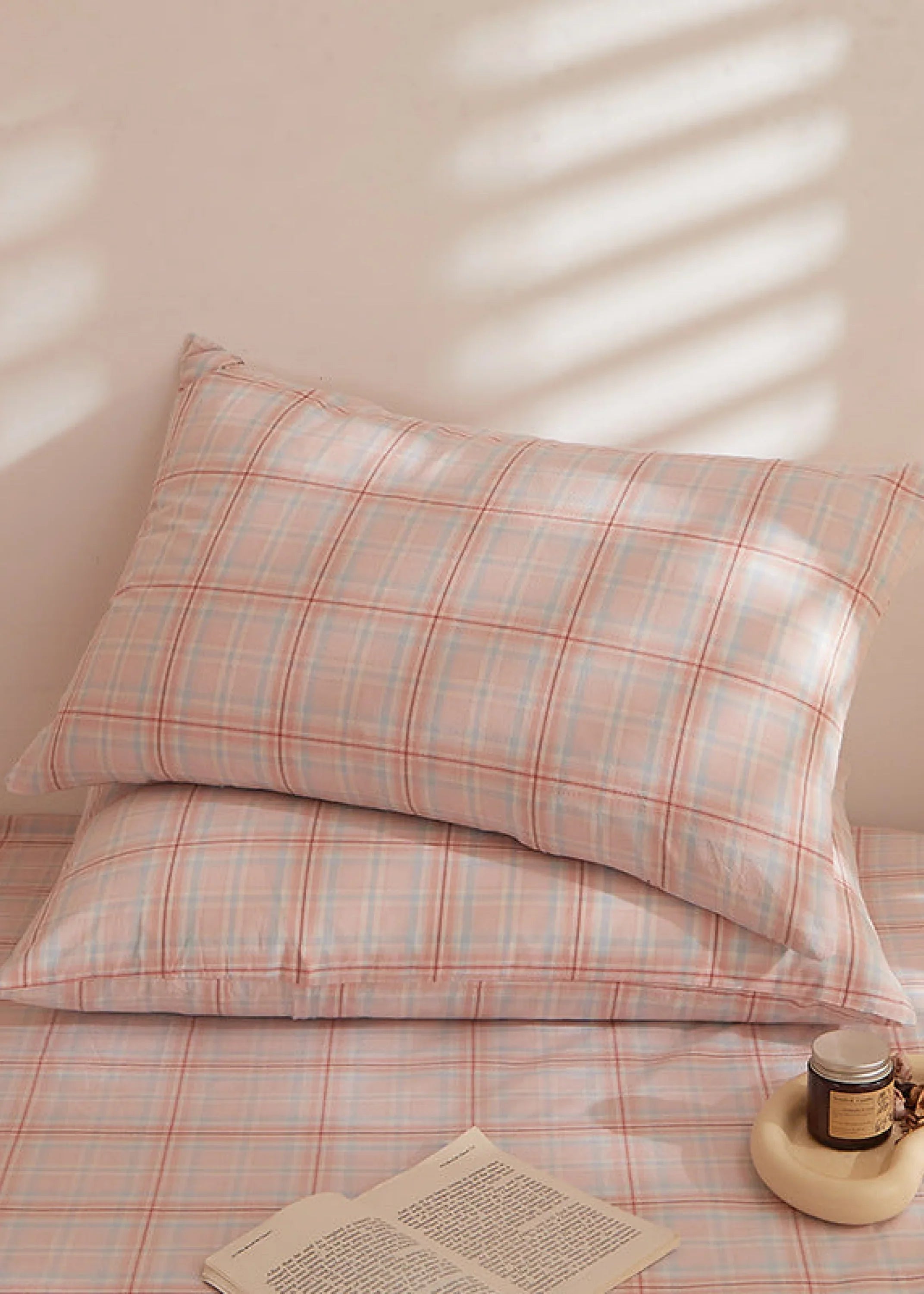 Fresh Plaid Washed Cotton Pillowcases Ever Lasting