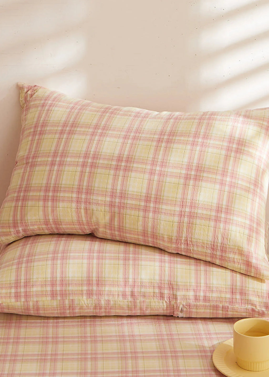 Fresh Plaid Washed Cotton Pillowcases Ever Lasting
