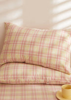 Fresh Plaid Washed Cotton Pillowcases Ever Lasting