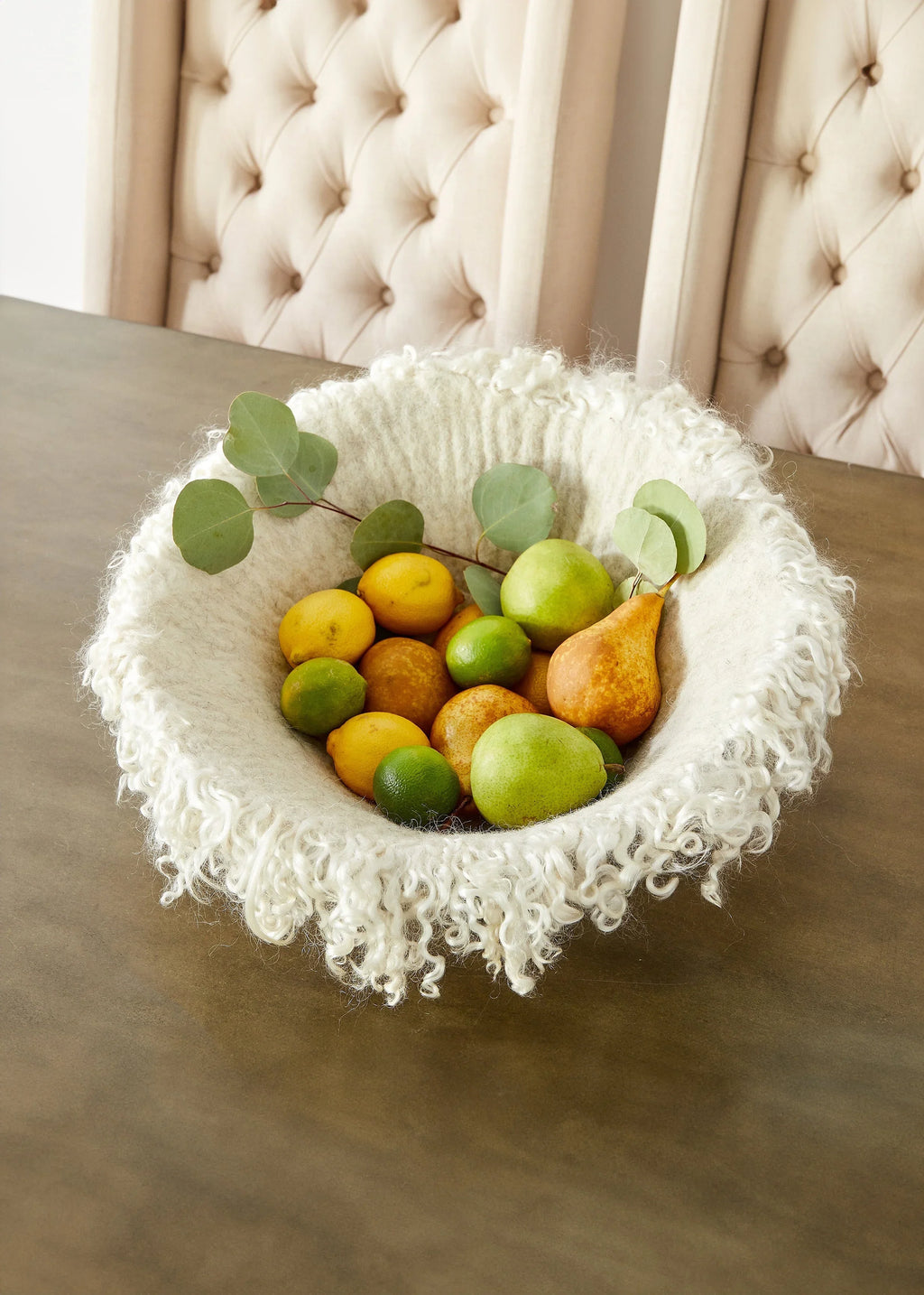 Fringed Skirt Decorative Wool Natural Bowl - House Of Avana